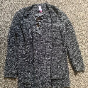 No Boundaries Sweater Open Knit Black and White Knit